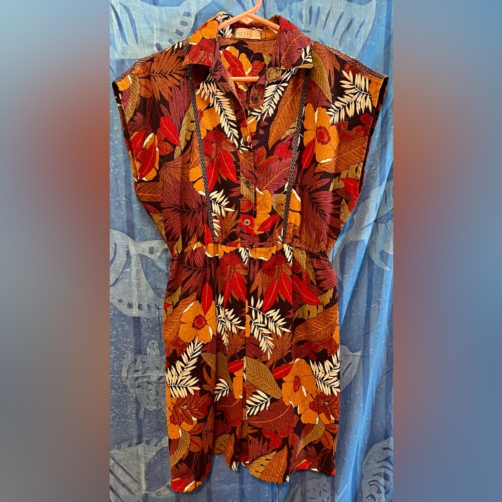 Red and Orange Tie Front Maxi Sundress with Dolman Sleeves